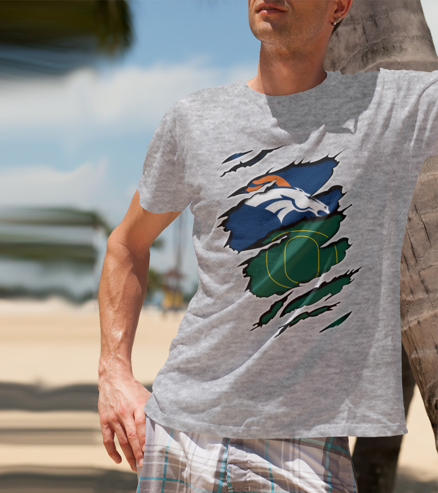 Broncos Ducks Layered Tear Concept T-Shirt