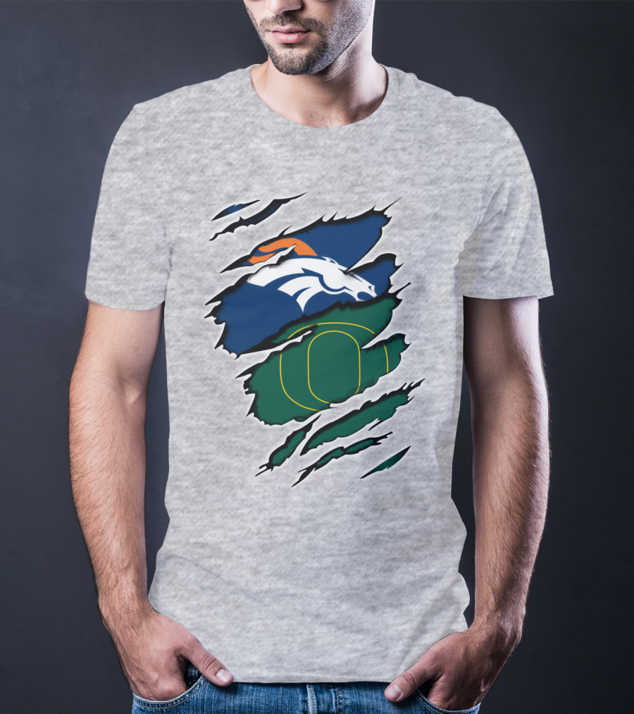 Broncos Ducks Layered Tear Concept T-Shirt