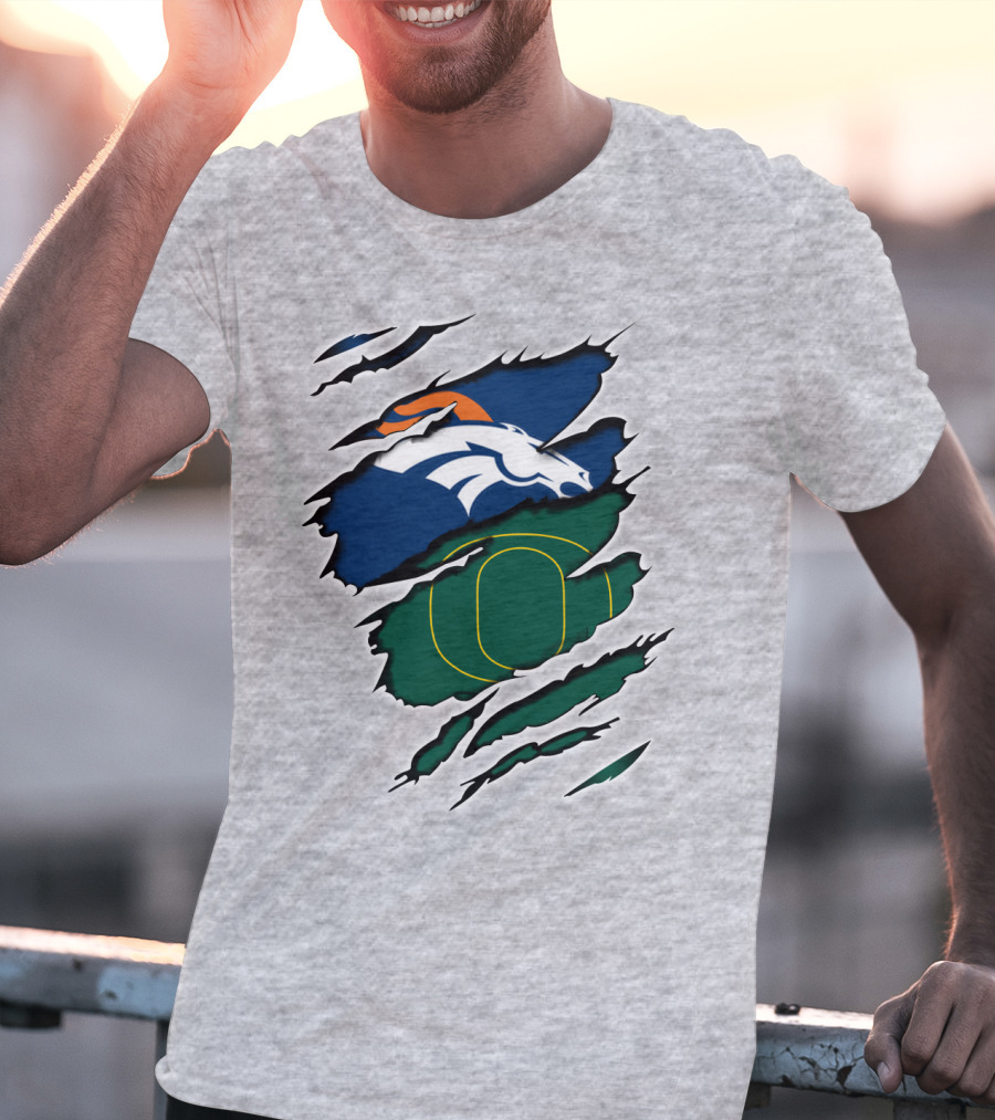 Broncos Ducks Layered Tear Concept T-Shirt