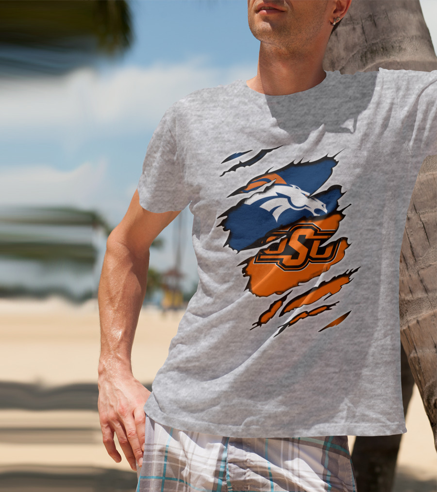 Broncos Osu Football Crossover Pro College Logos Integration T-Shirt