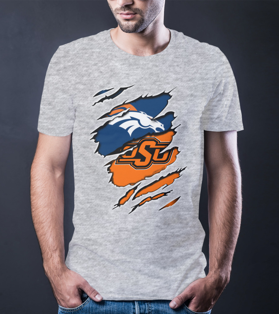 Broncos Osu Football Crossover Pro College Logos Integration T-Shirt