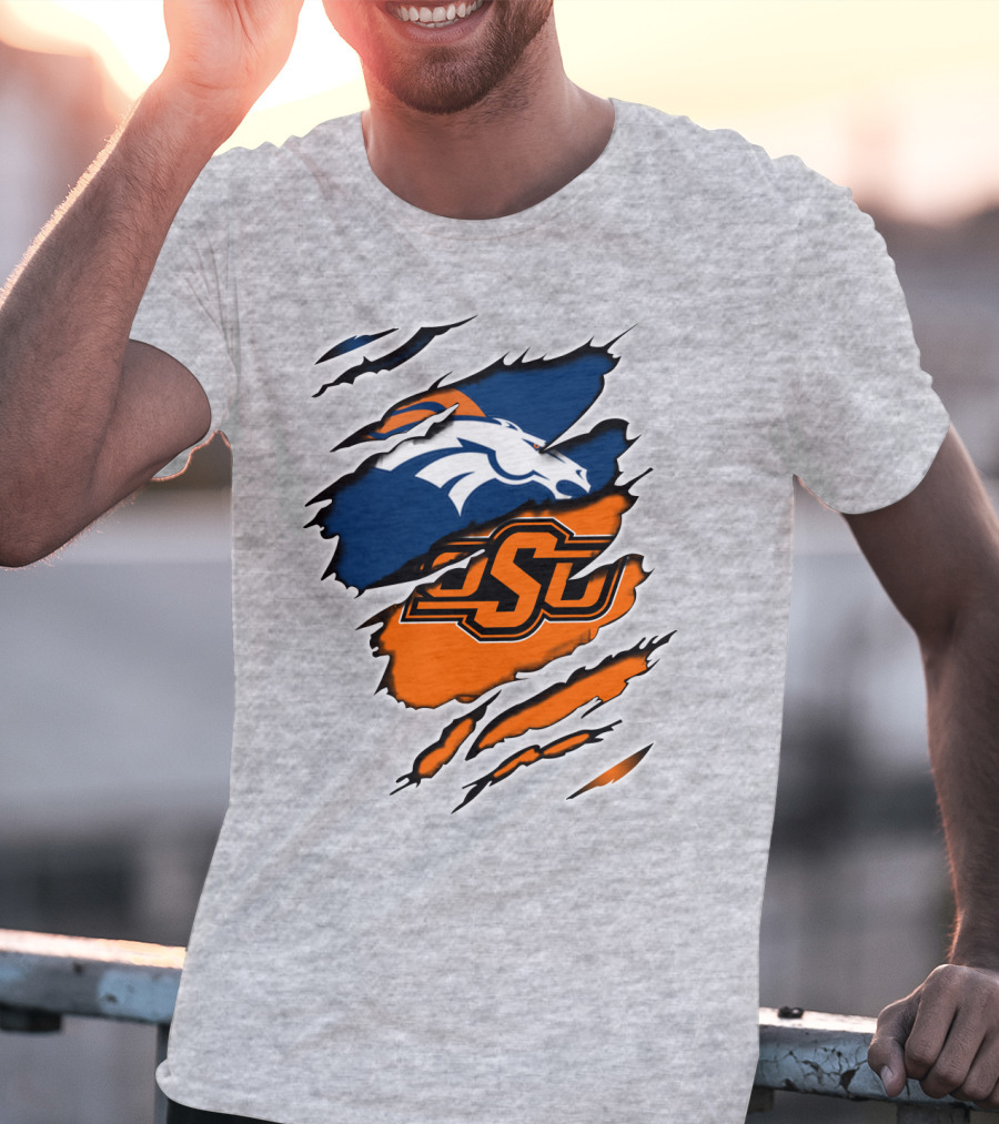 Broncos Osu Football Crossover Pro College Logos Integration T-Shirt