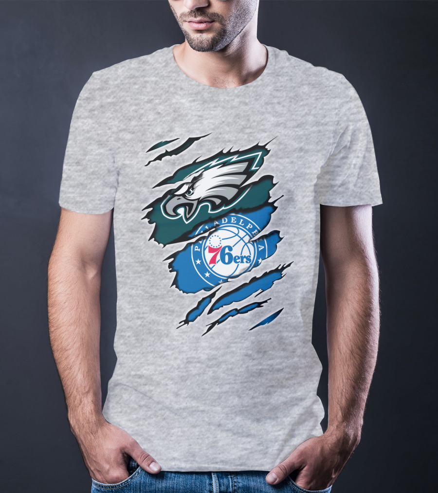 Philadelphia Eagles 76ers Rip Claw T-Shirt