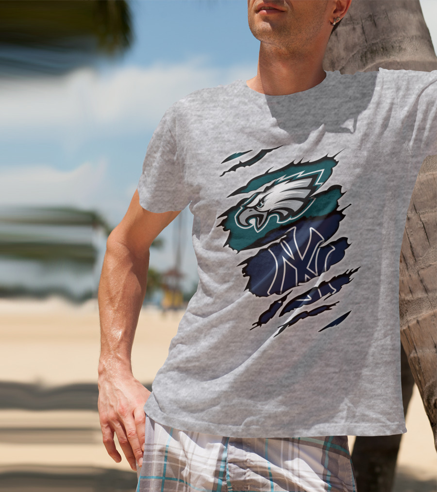 Eagles Yankees Logo Mashup Eagles Yankees T-Shirt