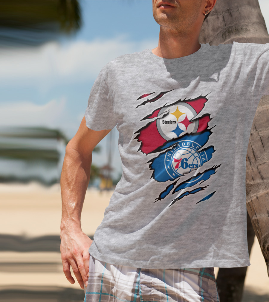 Steelers Philadelphia 76ers Logo Mashup T-Shirt