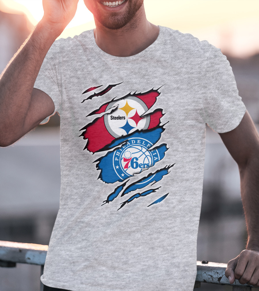 Steelers Philadelphia 76ers Logo Mashup T-Shirt