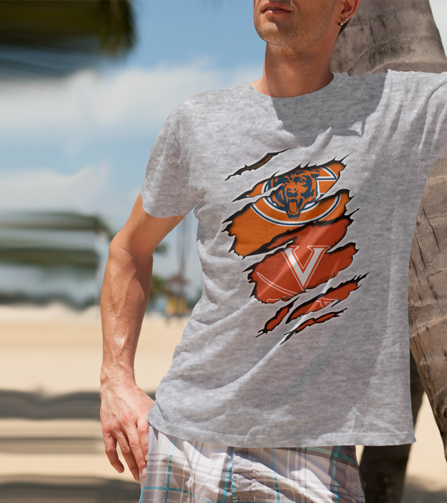 Bears Cavaliers Logo Fusion Football Fan T-Shirt