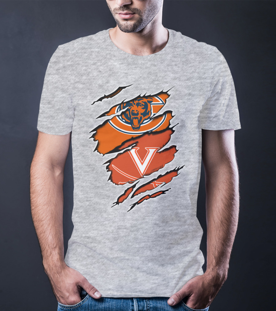 Bears Cavaliers Logo Fusion Football Fan T-Shirt