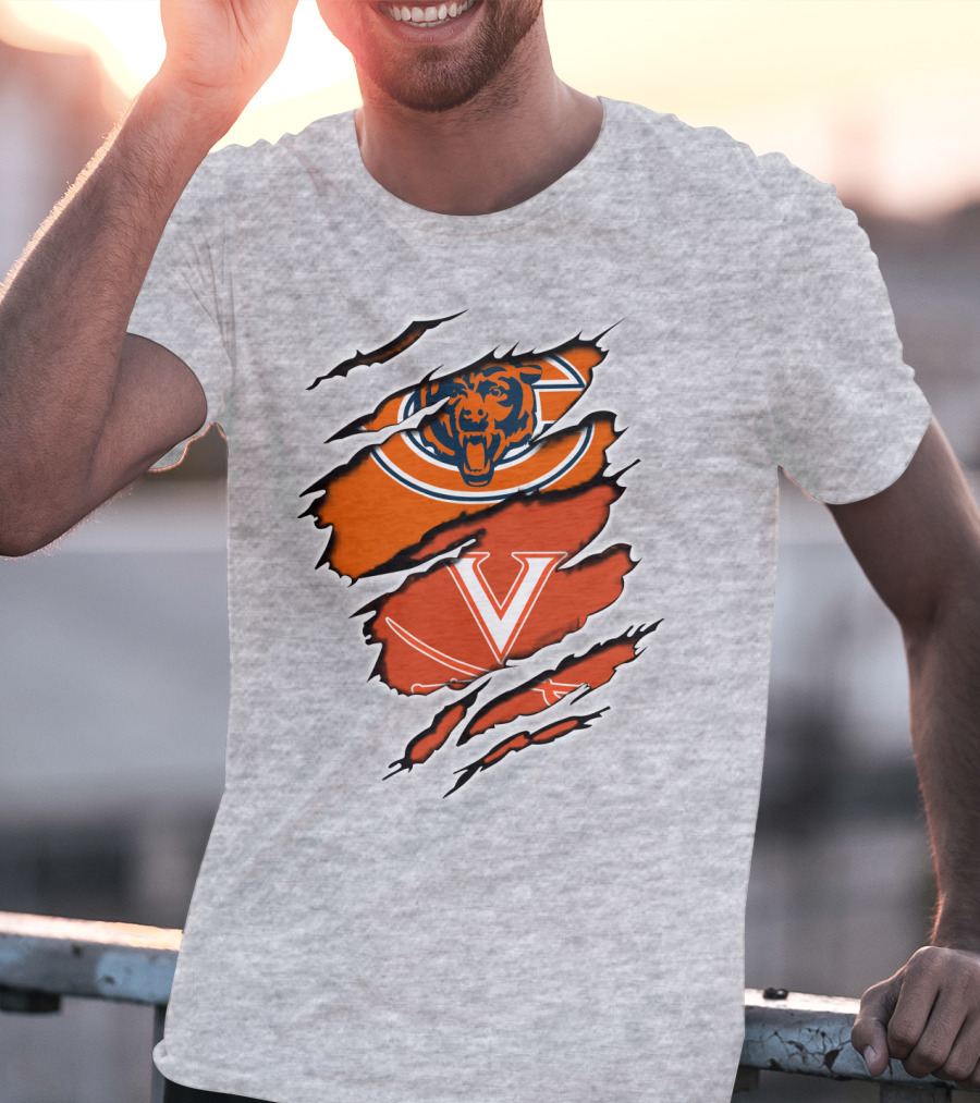 Bears Cavaliers Logo Fusion Football Fan T-Shirt