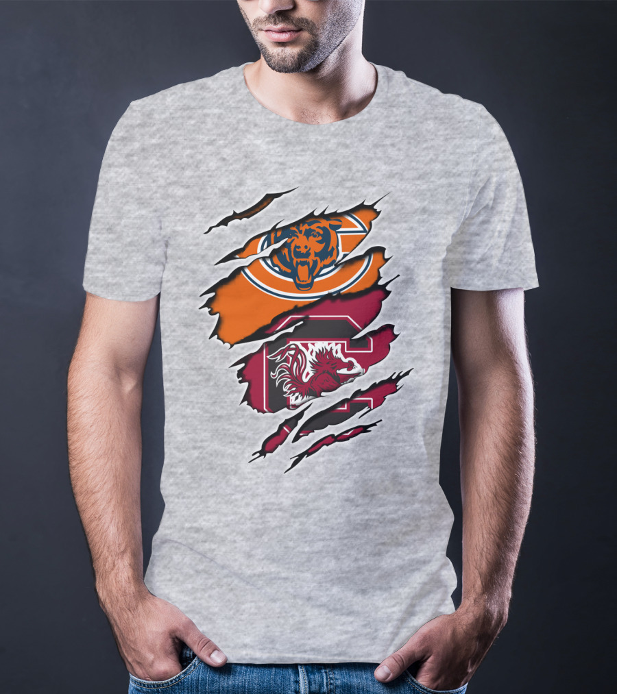 Bears Gamecocks Football Claw Marks Logo Mashup T-Shirt