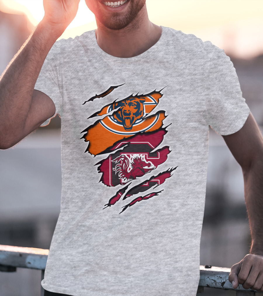 Bears Gamecocks Football Claw Marks Logo Mashup T-Shirt