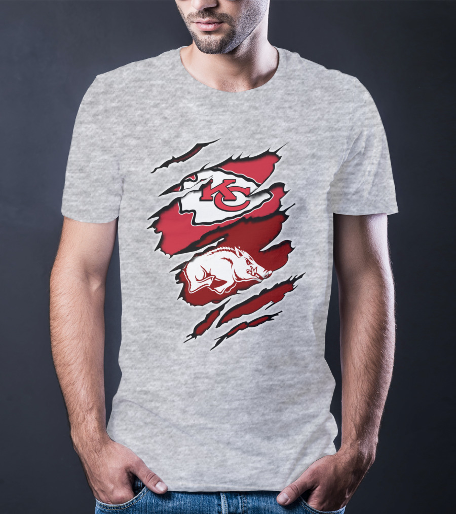 Kansas City Chiefs Arkansas Razorbacks Claw Rip Fusion T-Shirt