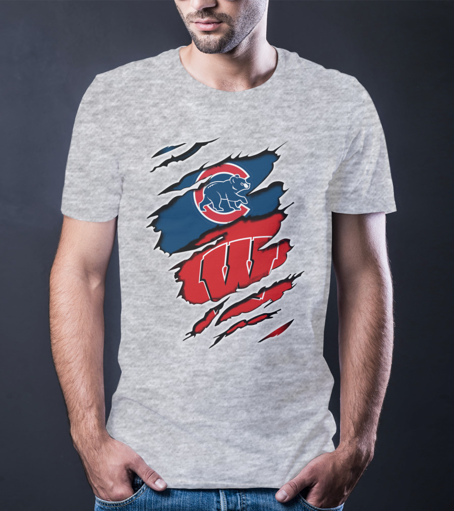 Cubs Wisconsin Logo And Badgers Logo Combo T-Shirt