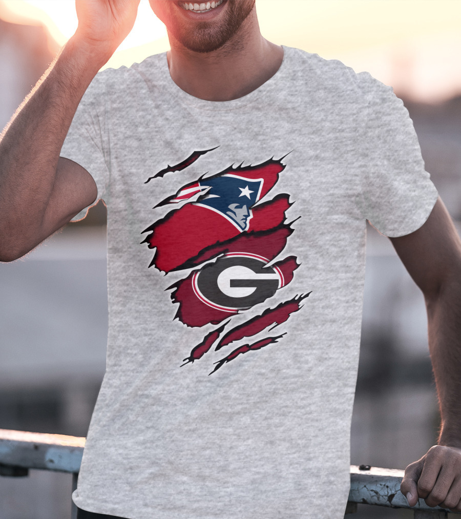 Patriots Bulldogs New England Georgia Fans Mashup T-Shirt