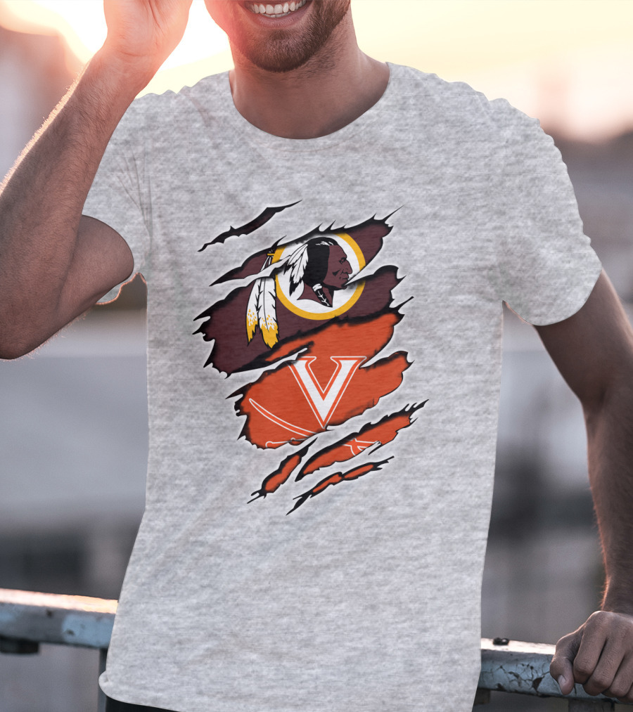 Redskins Cavaliers Virginia Sports Logo Combination T-Shirt