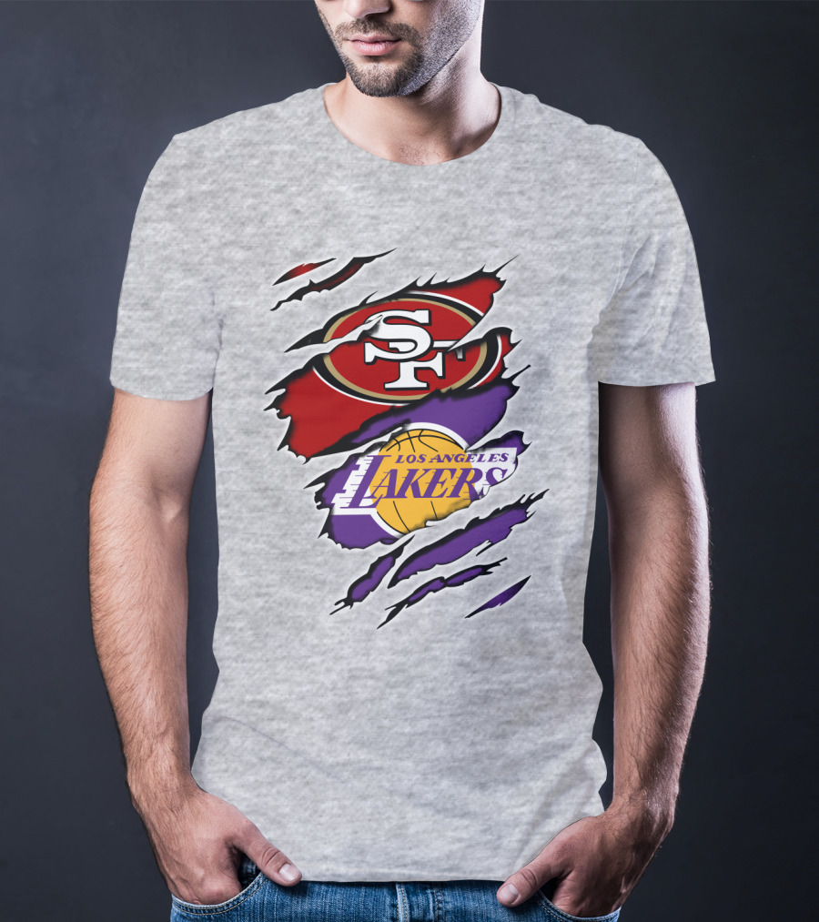 49ERS SF Los Angeles Lakers Logo Mashup T-Shirt
