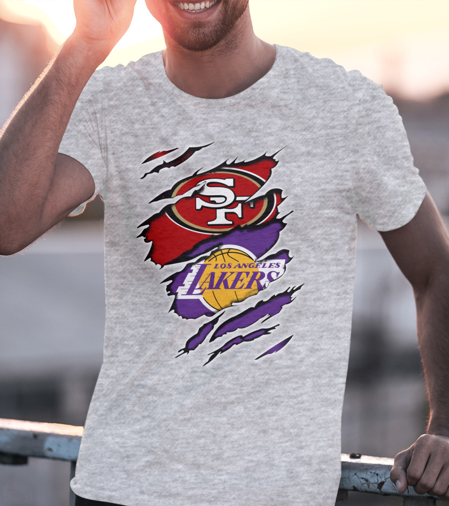 49ERS SF Los Angeles Lakers Logo Mashup T-Shirt