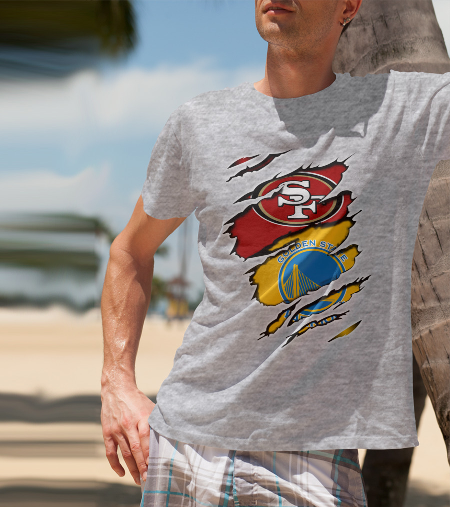 49ERS Golden State Warriors SF Logo Tear T-Shirt