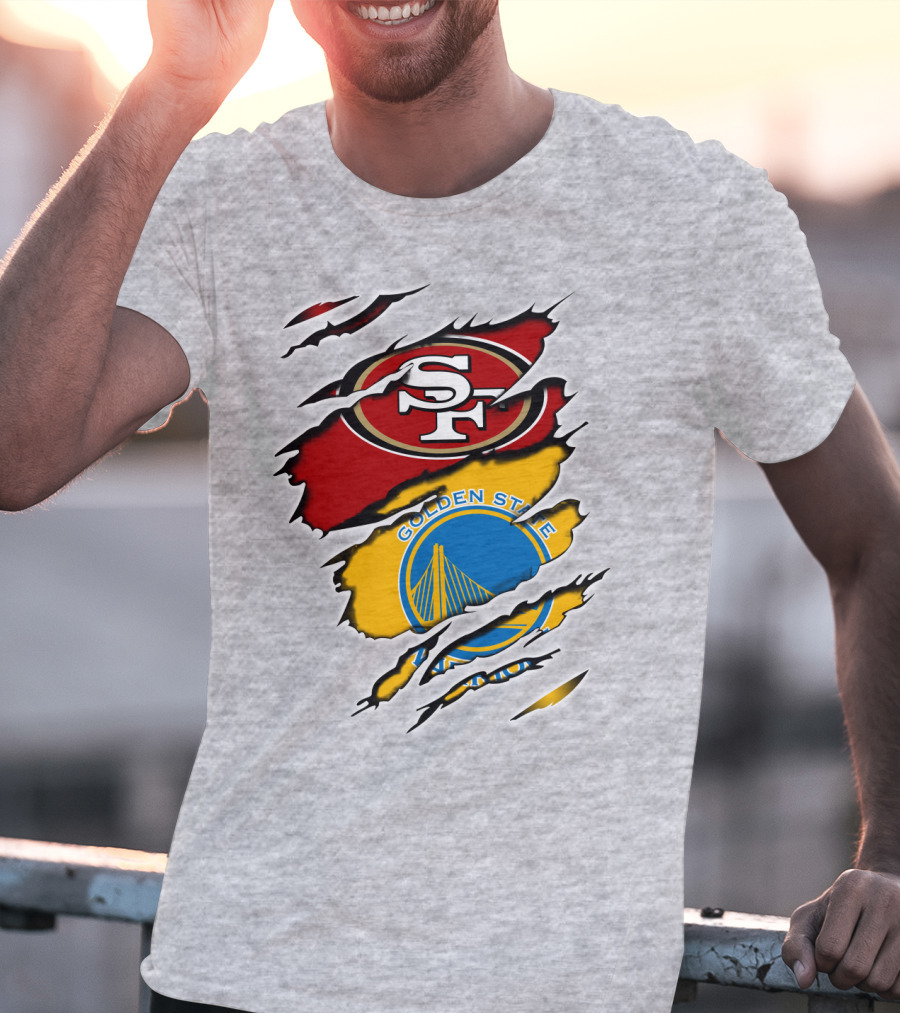 49ERS Golden State Warriors SF Logo Tear T-Shirt