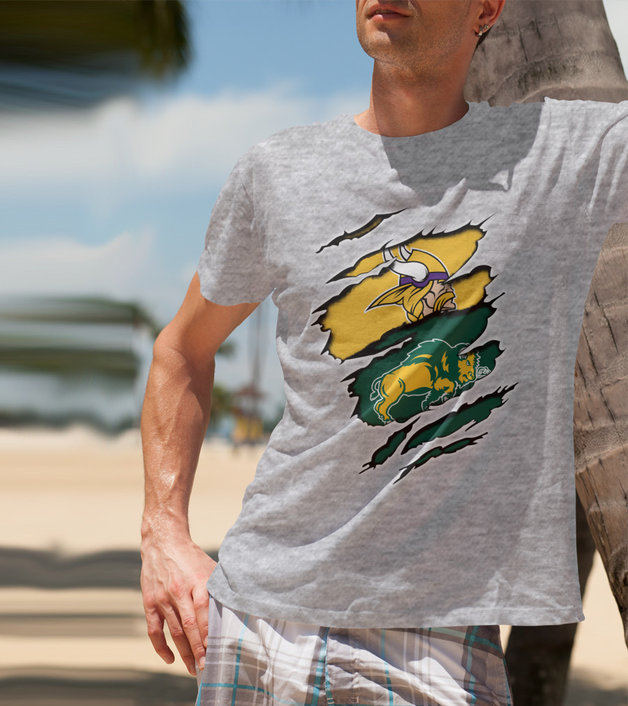 Vikings Logo With Bison Imagery Dakota T-Shirt