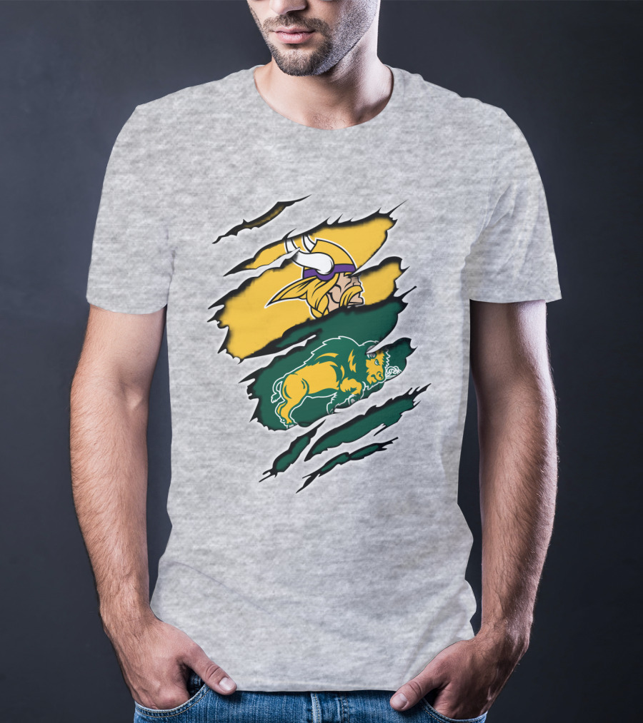 Vikings Logo With Bison Imagery Dakota T-Shirt