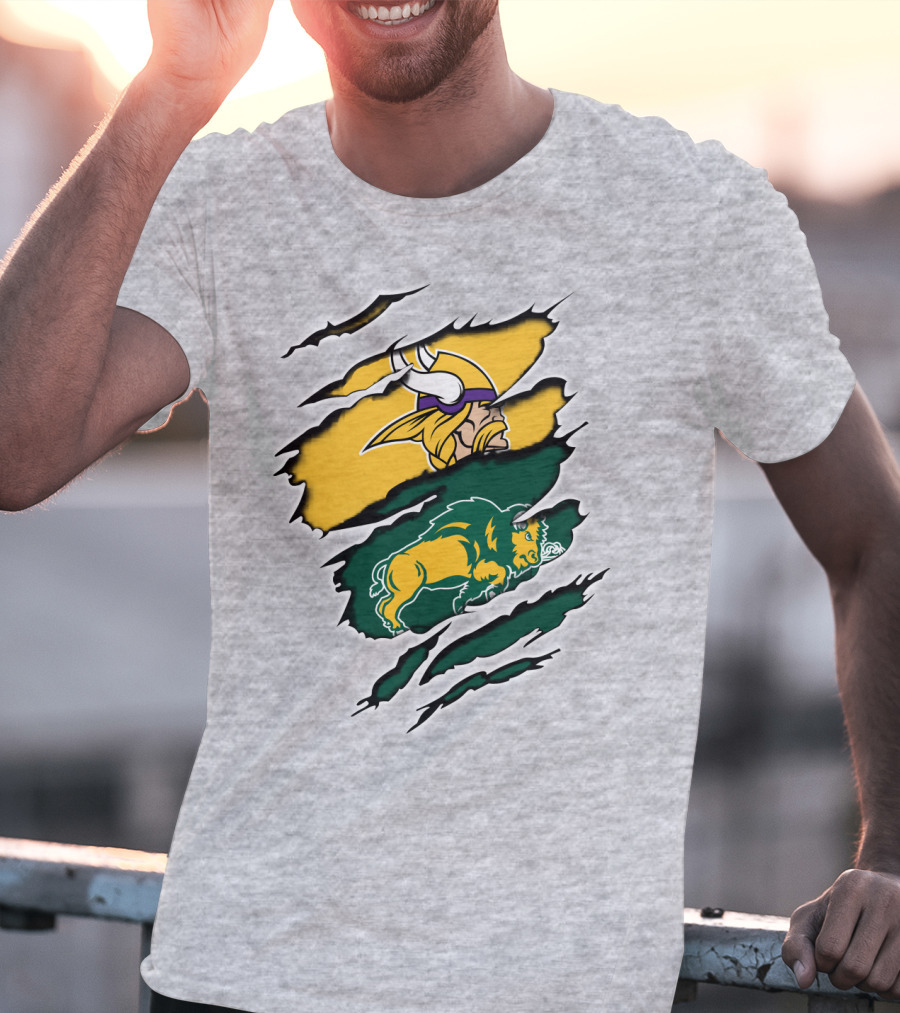Vikings Logo With Bison Imagery Dakota T-Shirt