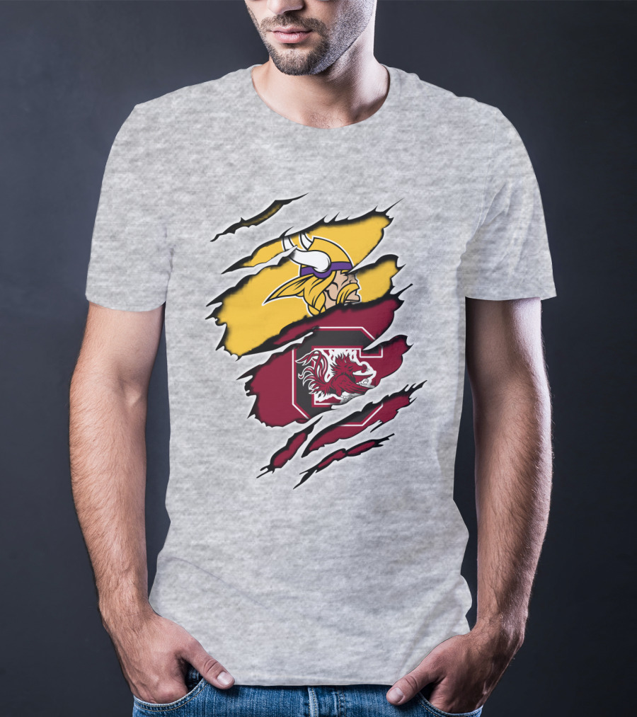 Vikings Gamecocks Merge NFL Minnesota And NCAA South Carolina T-Shirt
