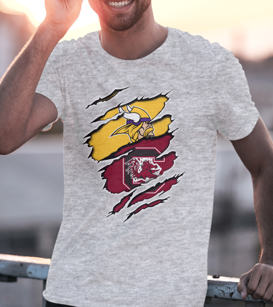 Vikings Gamecocks Merge NFL Minnesota And NCAA South Carolina T-Shirt