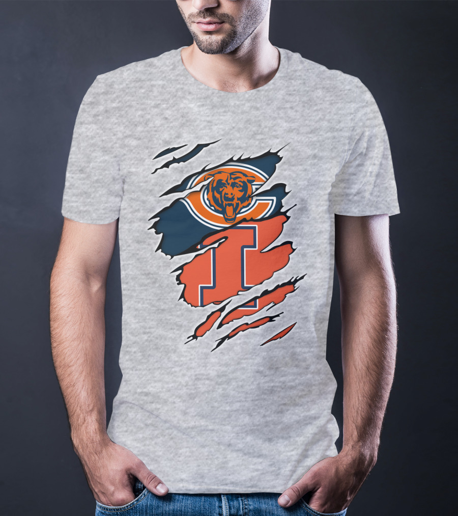 Chicago Bears Illinois Fighting Illini Fan Logo Mashup T-Shirt