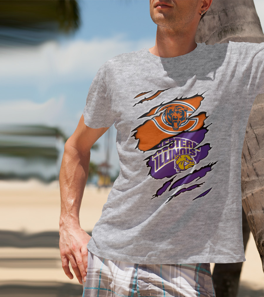 Chicago Bears Western Illinois Leathernecks Claw Marks T-Shirt