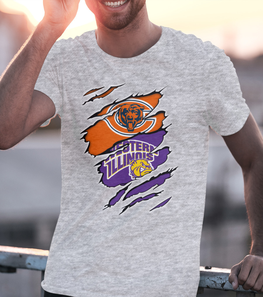 Chicago Bears Western Illinois Leathernecks Claw Marks T-Shirt
