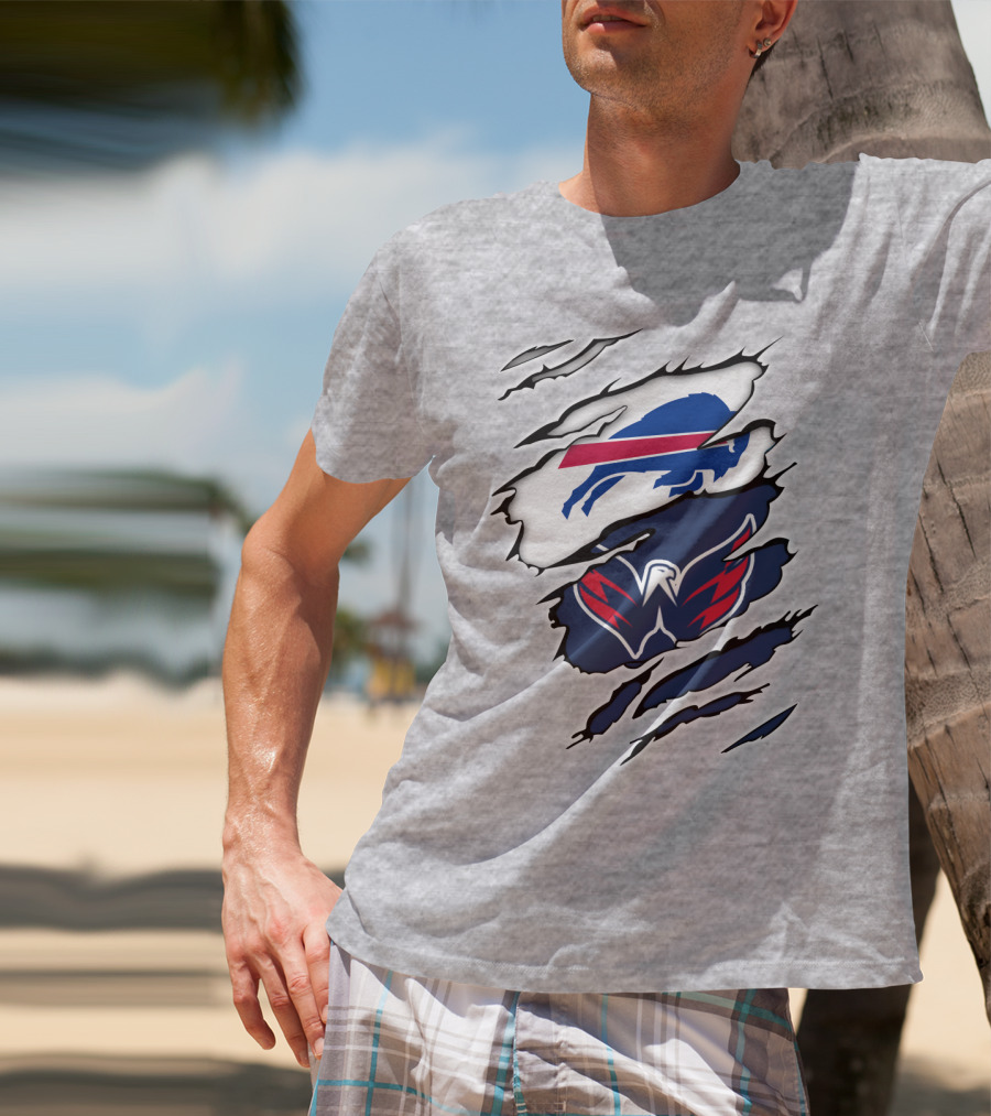 Buffalo Bills Washington Capitals Ripped Claw Marks T-Shirt