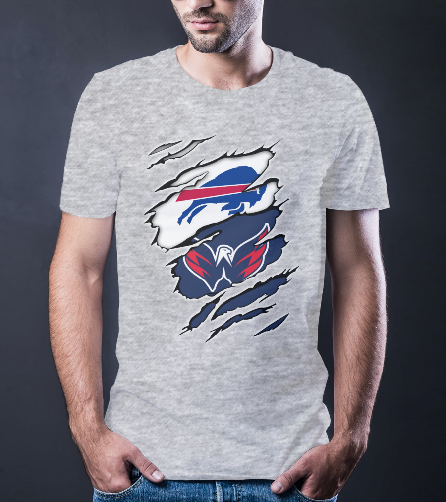 Buffalo Bills Washington Capitals Ripped Claw Marks T-Shirt