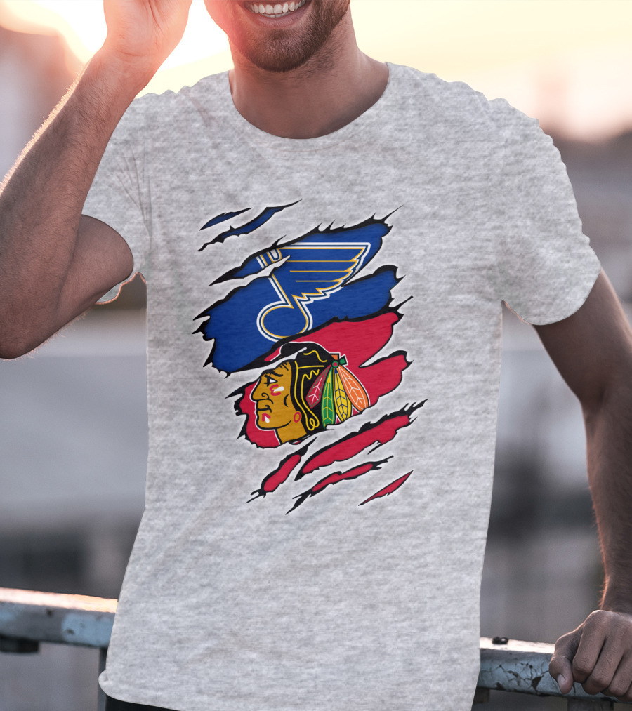 Blues Blackhawks Rivalry Team Clash Logo Fan Gear T-Shirt