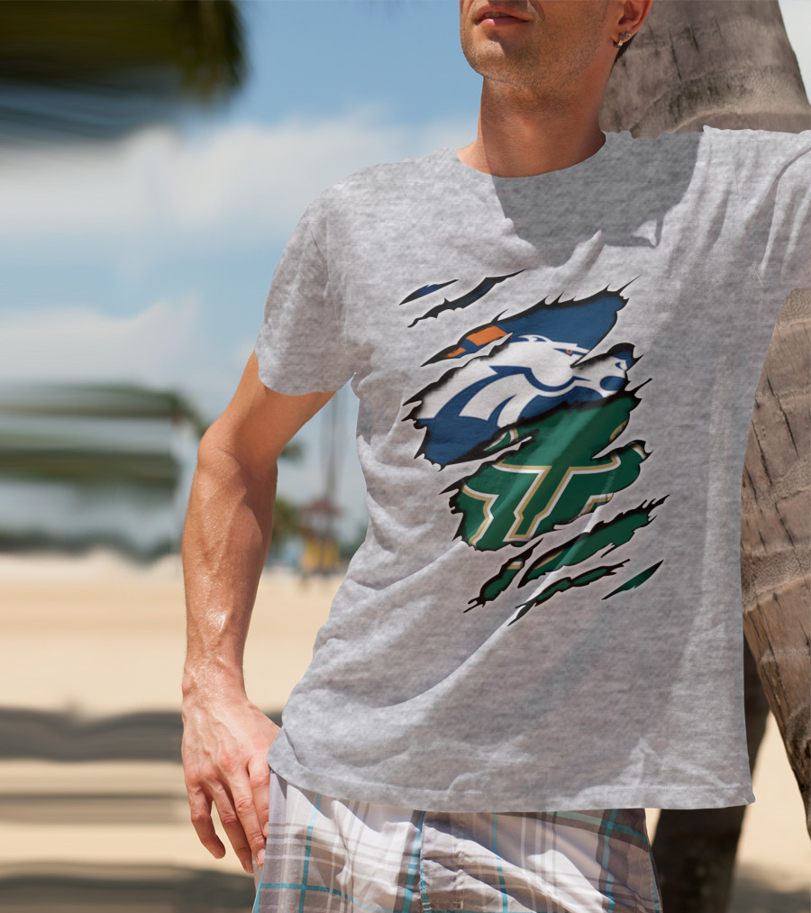 Broncos Bulls Logo Combination Tear T-Shirt