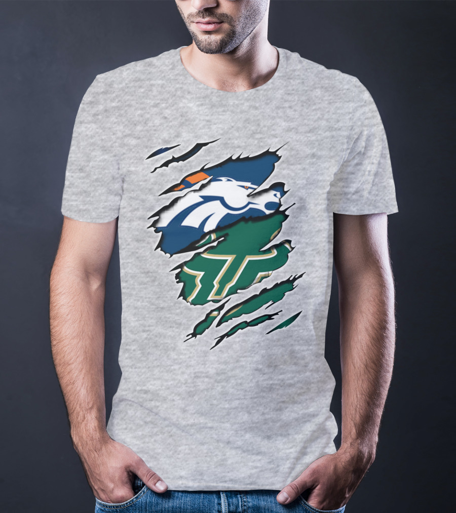 Broncos Bulls Logo Combination Tear T-Shirt