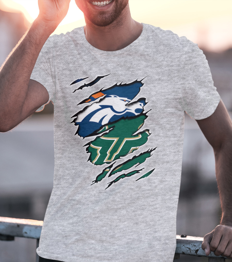 Broncos Bulls Logo Combination Tear T-Shirt