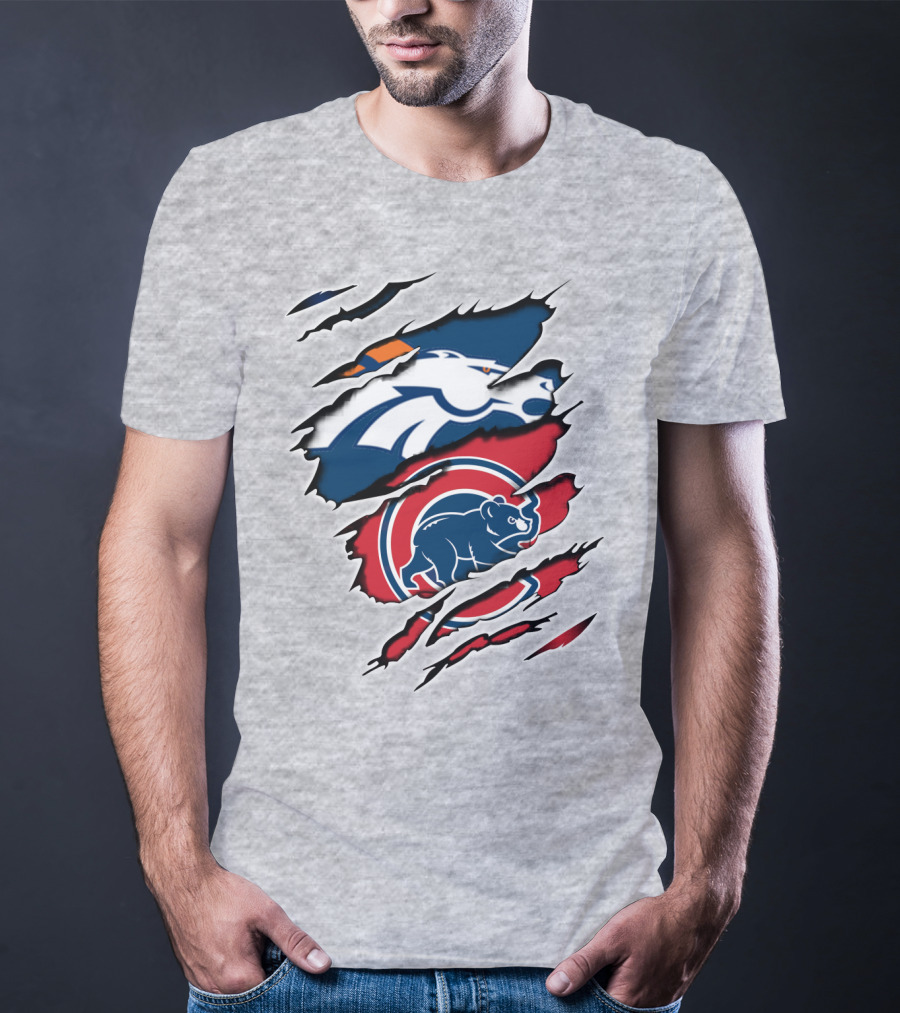 Broncos Cubs Scratching Logos Fusion T-Shirt