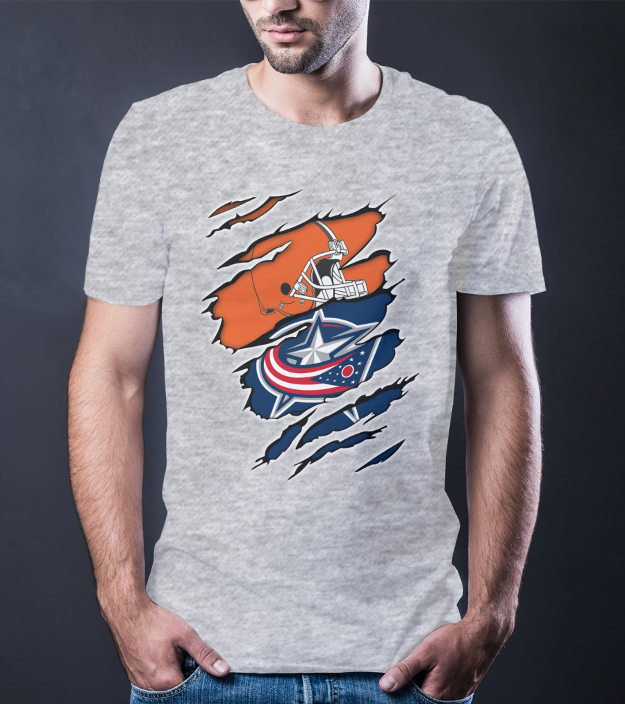 Cleveland Browns Columbus Blue Jackets Crossover T-Shirt