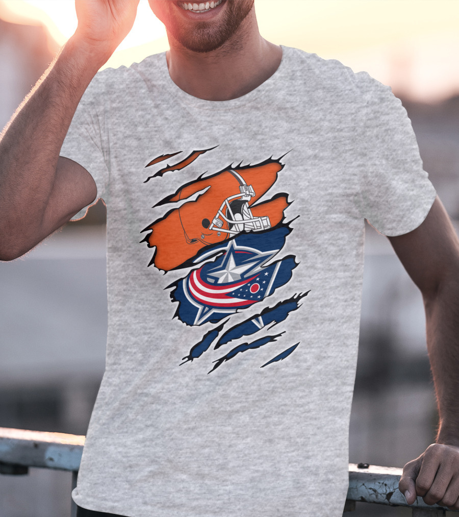 Cleveland Browns Columbus Blue Jackets Crossover T-Shirt