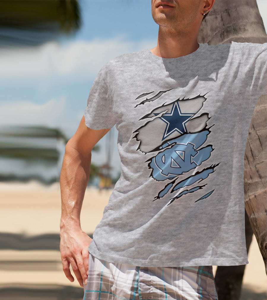 Dallas Cowboys UNC Tar Heels Rip Claw Marks T-Shirt