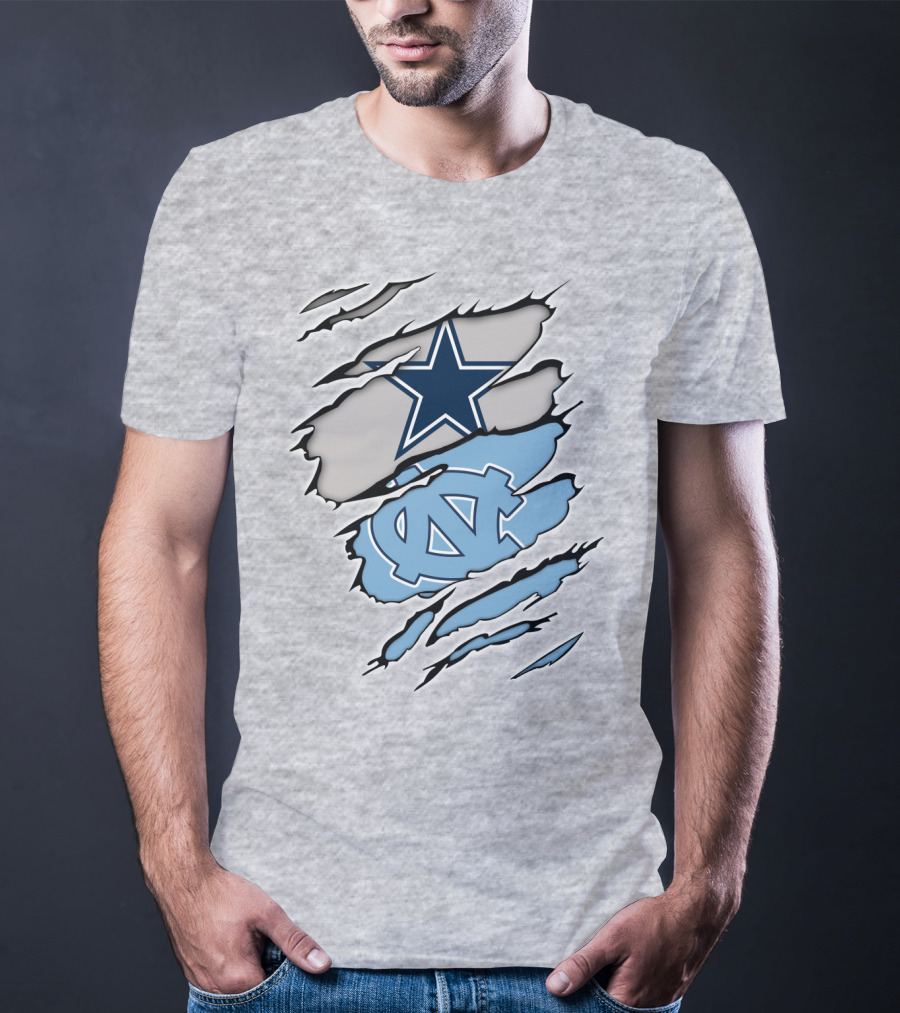 Dallas Cowboys UNC Tar Heels Rip Claw Marks T-Shirt