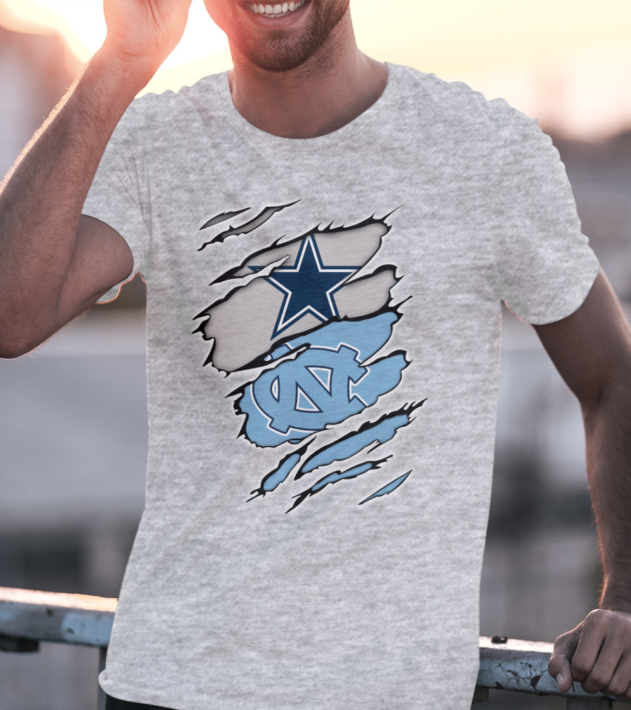 Dallas Cowboys UNC Tar Heels Rip Claw Marks T-Shirt