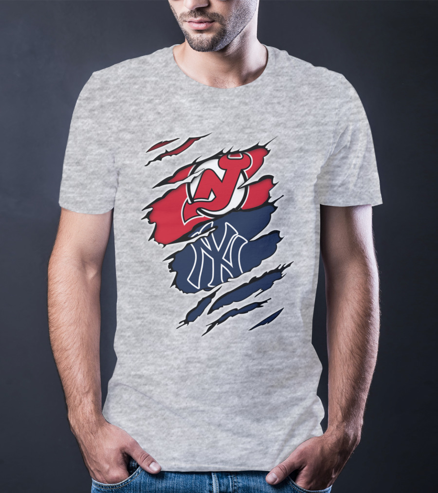 New Jersey Devils New York Yankees Fan Crossover T-Shirt