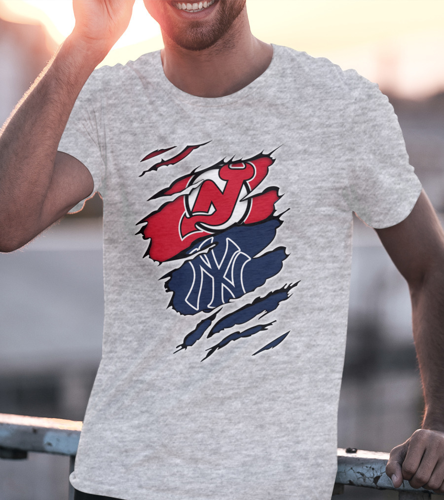 New Jersey Devils New York Yankees Fan Crossover T-Shirt