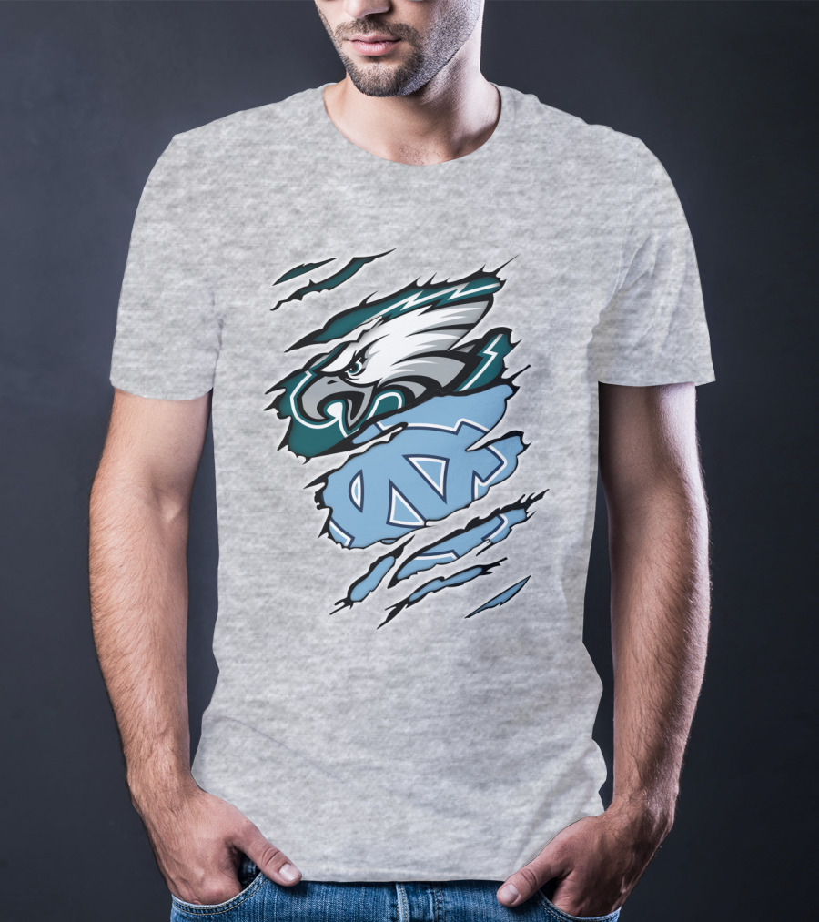 Philadelphia Eagles North Carolina Tar Heels Logo Fusion T-Shirt