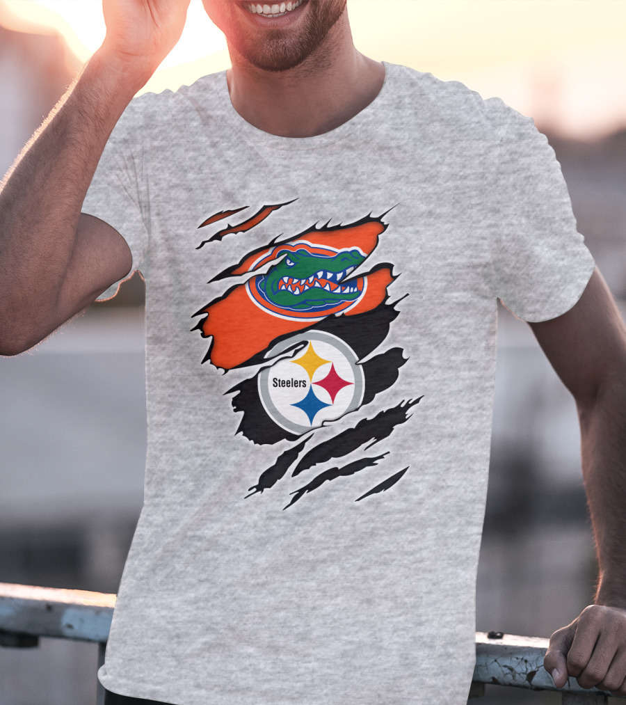 Gators Steelers Florida Football Team Ripped T-Shirt
