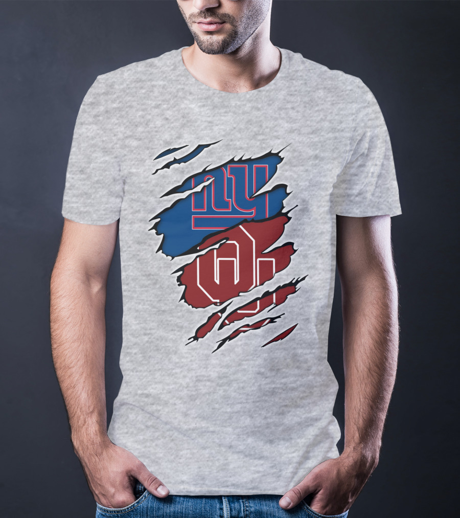 New York Giants OU Oklahoma Football Fusion T-Shirt