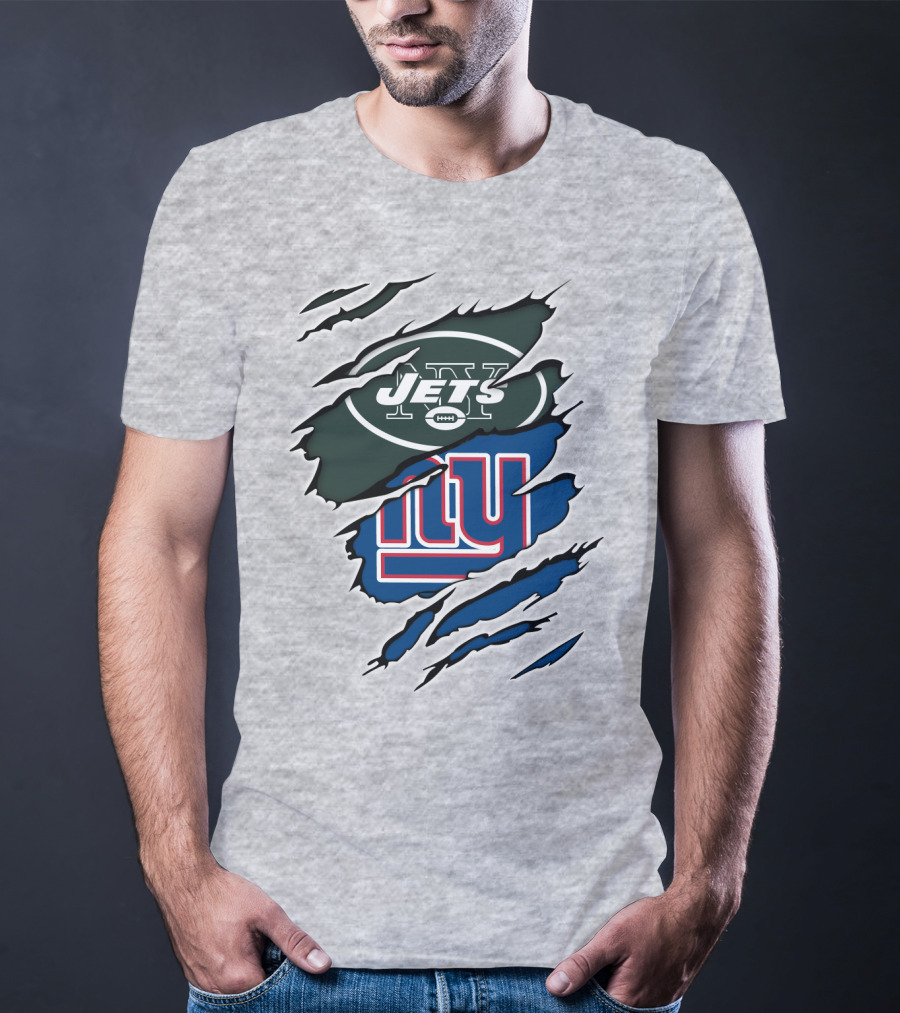 Jets Giants Logo Ripped T-Shirt