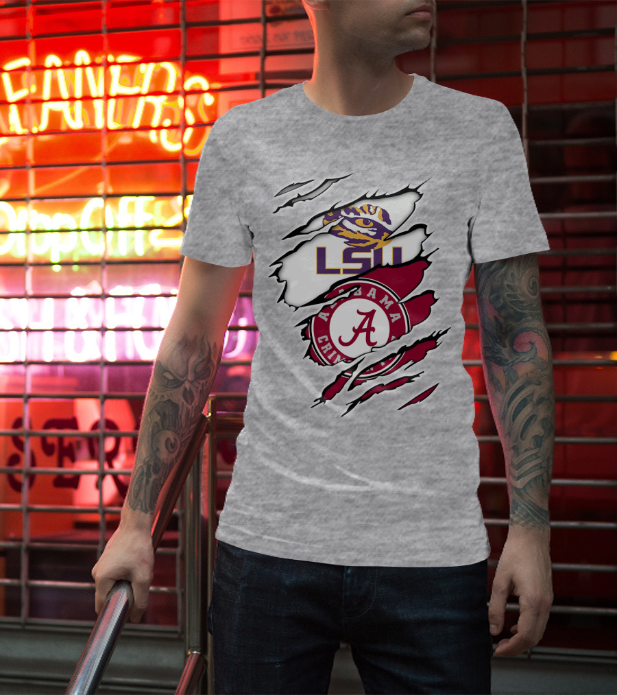LSU Tigers Alabama Crimson Tide Rivalry Claw Marks T-Shirt